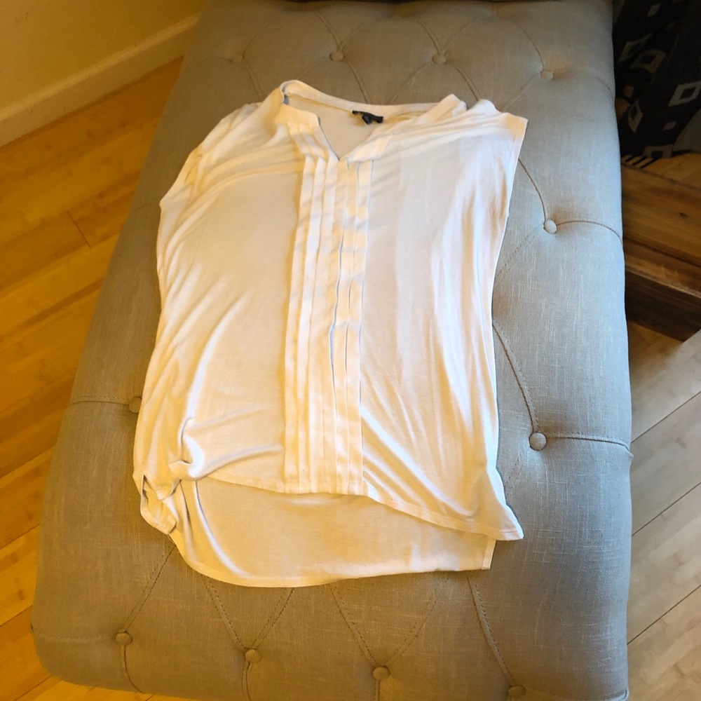 The Limited Cream Sleeveless Pleated Top-Medium